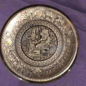 Egyptian Brass Hanging Plate 1990s Pharaoh Chariot Ancient Egypt Design Art